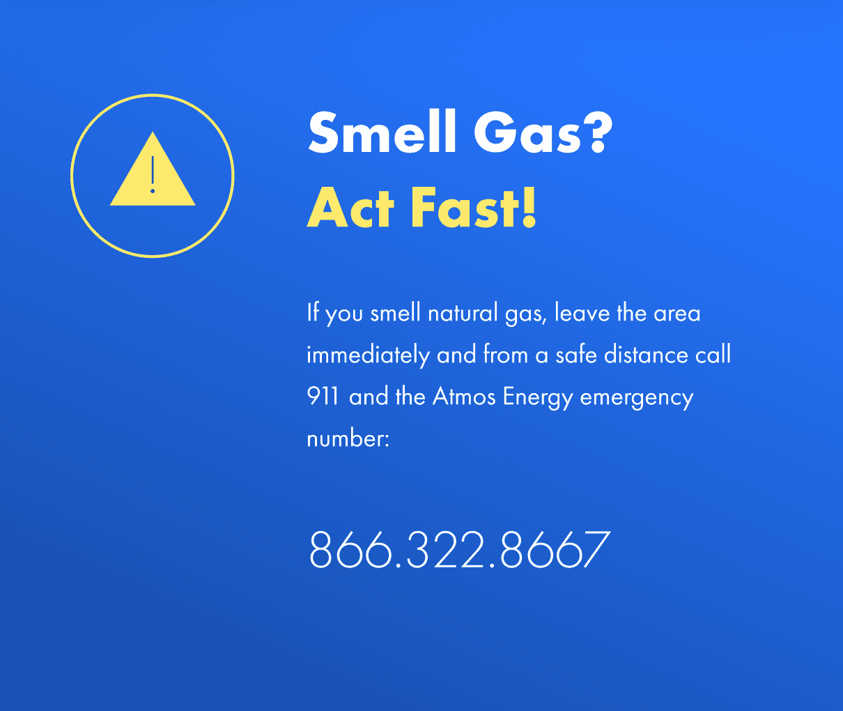 Smell Gas? Act Fast!